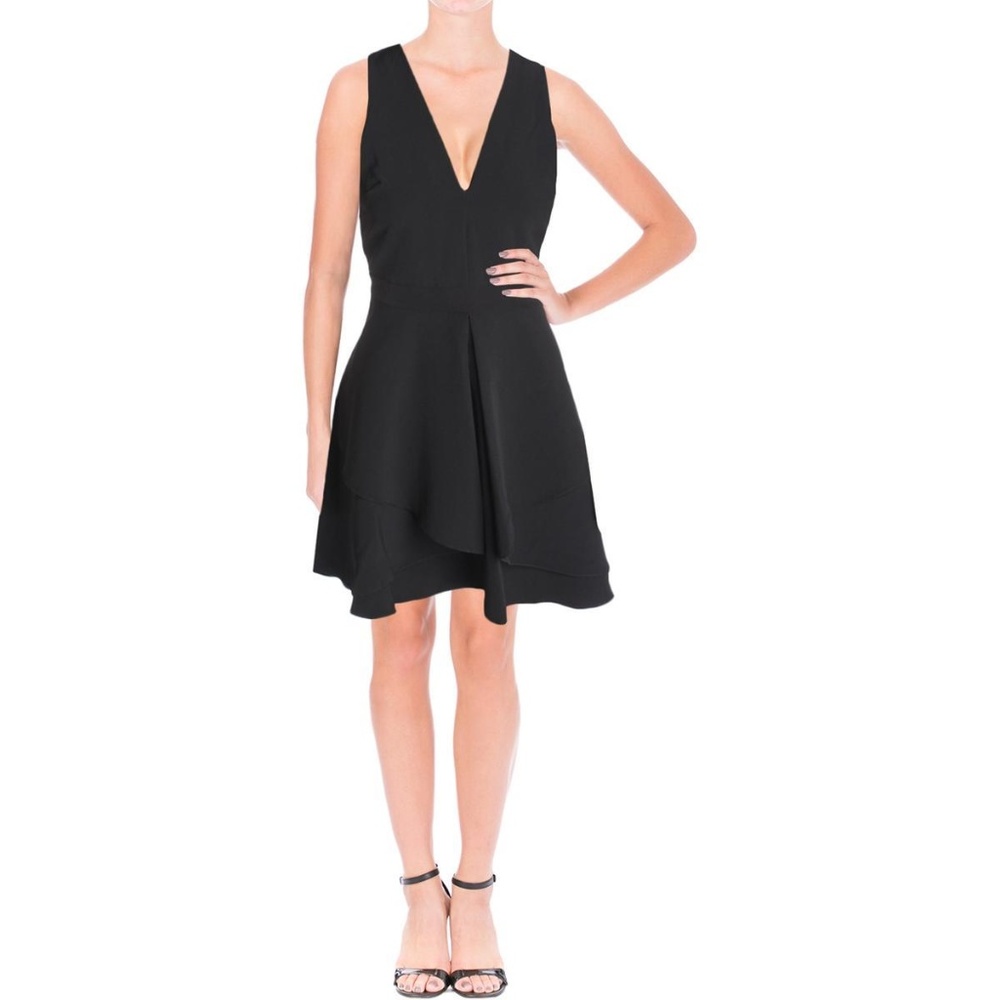 Aqua Ruffle V Neck Dress